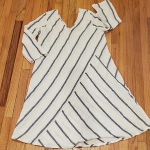 Soft Surroundings Striped Linen Blend Shirt Dress White Women’s Size XL